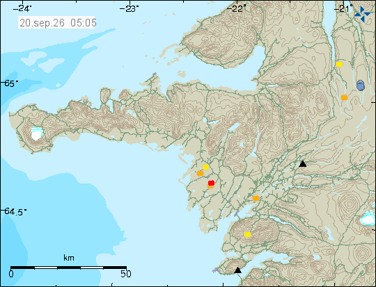 Map of earthquake epicentres