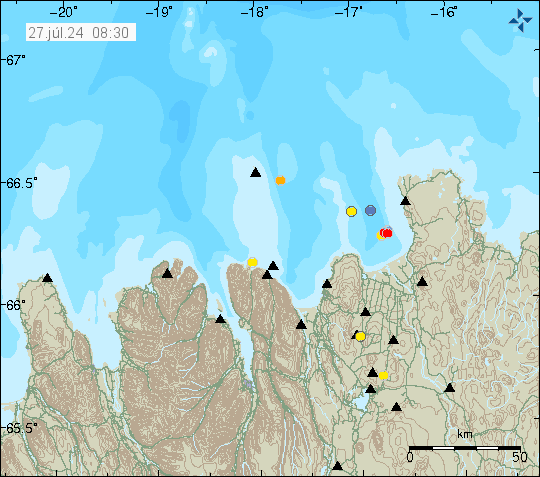 Map of earthquake epicentres