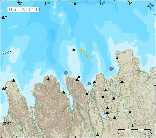 Map of earthquake epicentres