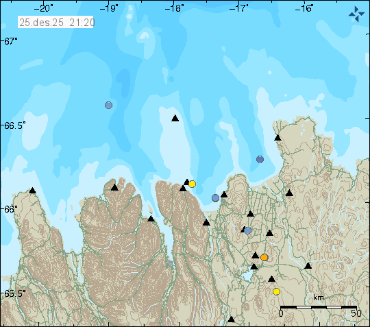 Map of earthquake epicentres