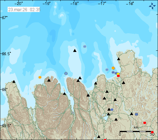 Map of earthquake epicentres