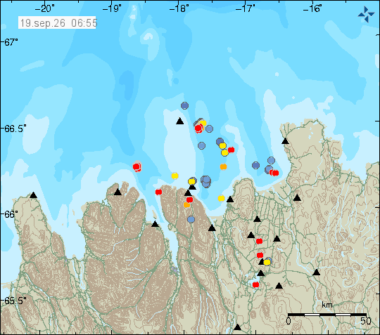Map of earthquake epicentres