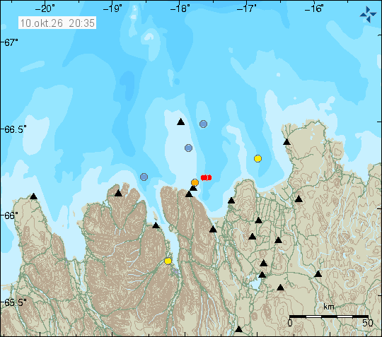 Map of earthquake epicentres